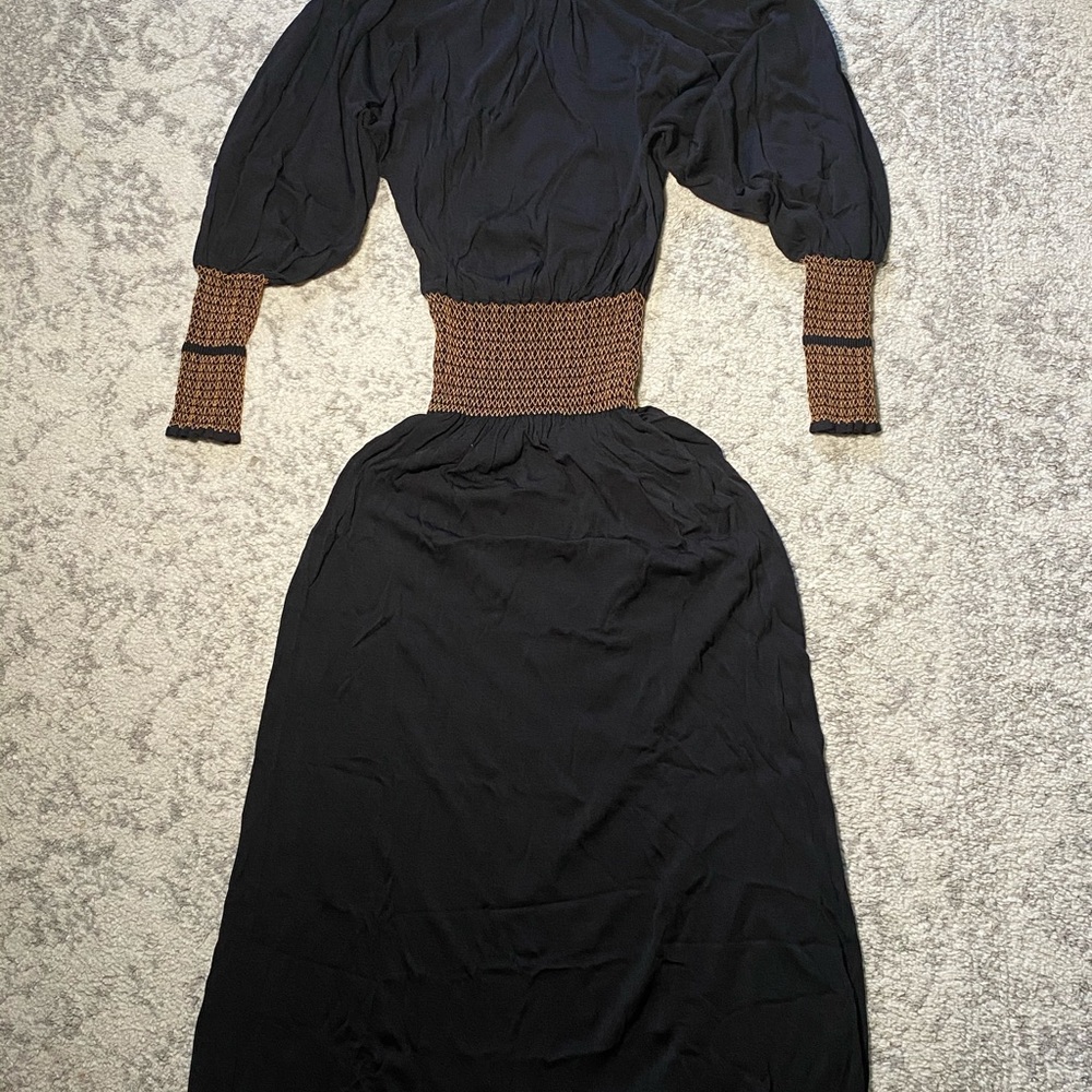 ZARA Black & Gold solid Spandex Dress  Sz M - Picture 8 of 9